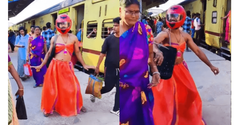 લહેંગા, બ્લાઉઝ અને હેલ્મેટ પહેરેલા એક વ્યક્તિએ રેલવે સ્ટેશન પર કર્યો ડાન્સ, વાયરલ વીડિયો જોઈને લોકો ગુસ્સે થઈ ગયા. Untitled 64