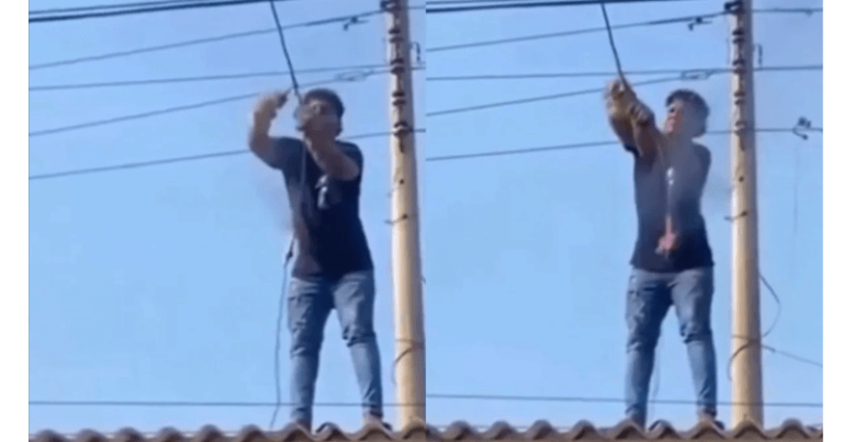 આ લાઇનમેન ભયનો ખેલાડી નીકળ્યો, હાઇ વોલ્ટેજ વાયરમાંથી તણખા નીકળી રહ્યા હતા, માત્ર મોજા પહેરેલા માણસે કામ પૂરું કર્યું. Untitled 95