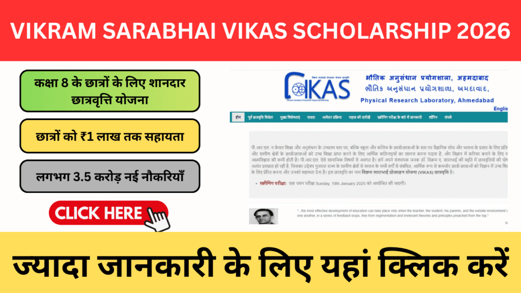 Vikram Sarabhai Vikas Scholarship 2026